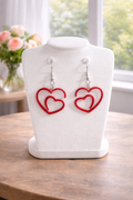Double Heart Outline Earrings – Lightweight Romantic Statement