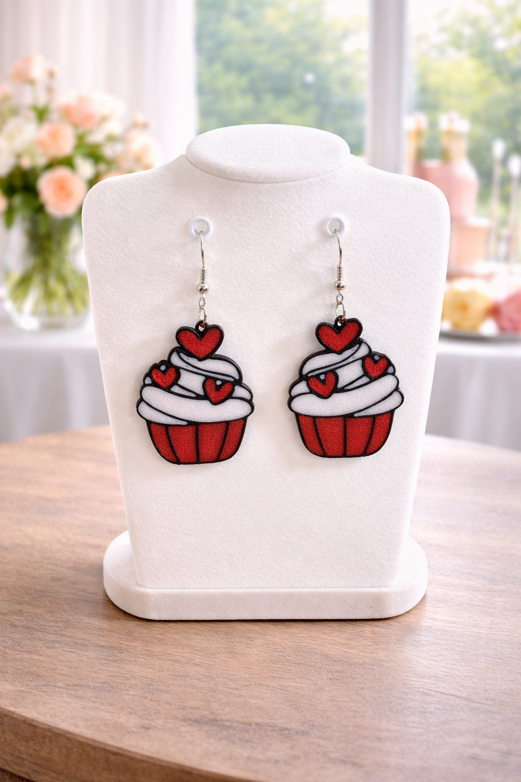 Sweetheart Cupcake Earrings – Lightweight Statement Jewelry