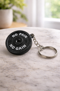 “No Pain No Gain” Weight Plate Keychain